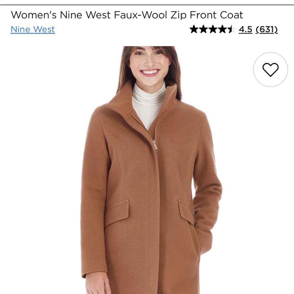 Nine West Tan Faux-Wool Trench Coat NWOT